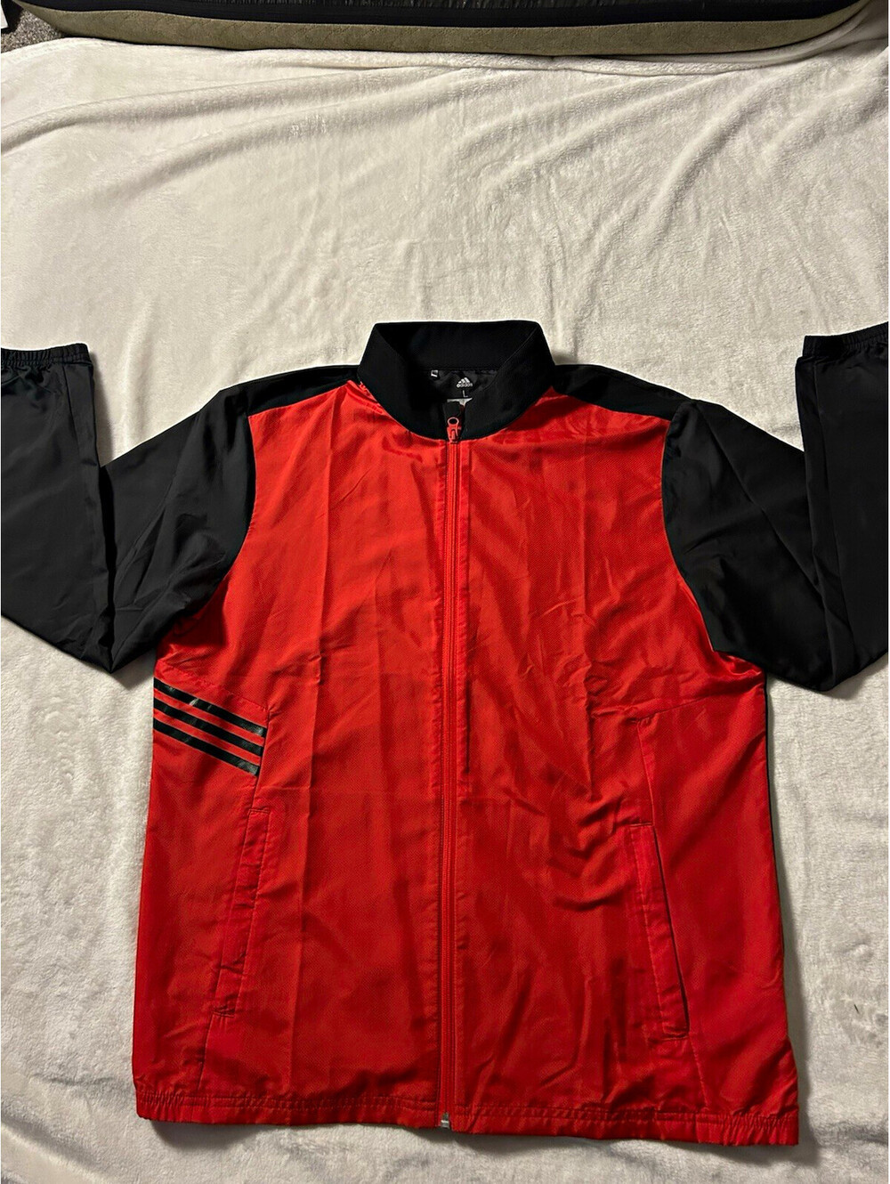 adidas Golf Men's Full Zip Windbreaker Jacket Red/Black Size L